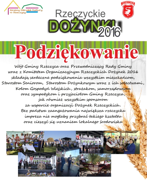 PODZIEKOWANIE DOZYNKI 2016