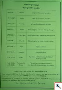 Harmonogram  Wakacje 2017