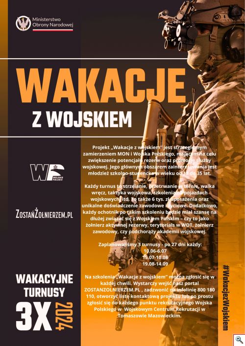 Plakat Wakacje z wojskiem