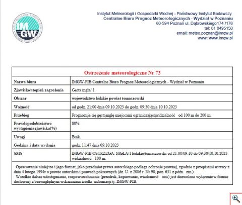 ostrzeżenie meteorologiczne
