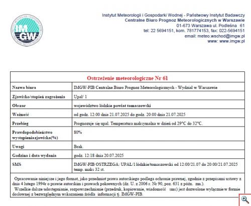 ostrzeżenie upał